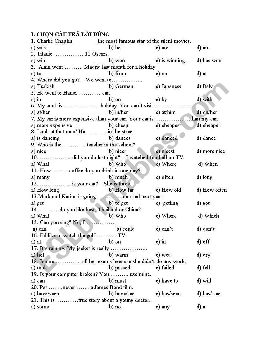 New cutting edge test worksheet