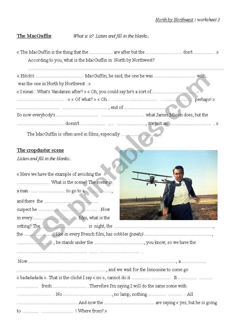 North by northwest 3 worksheet