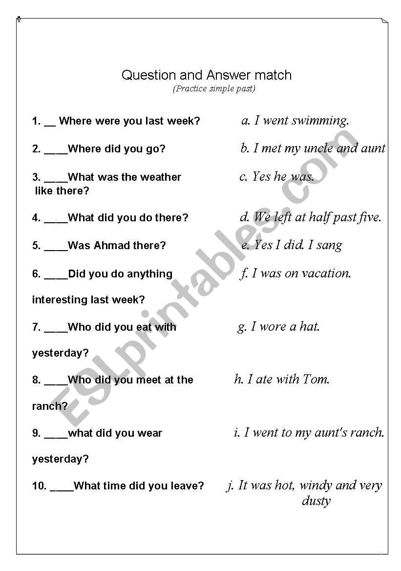 simple past tense worksheet