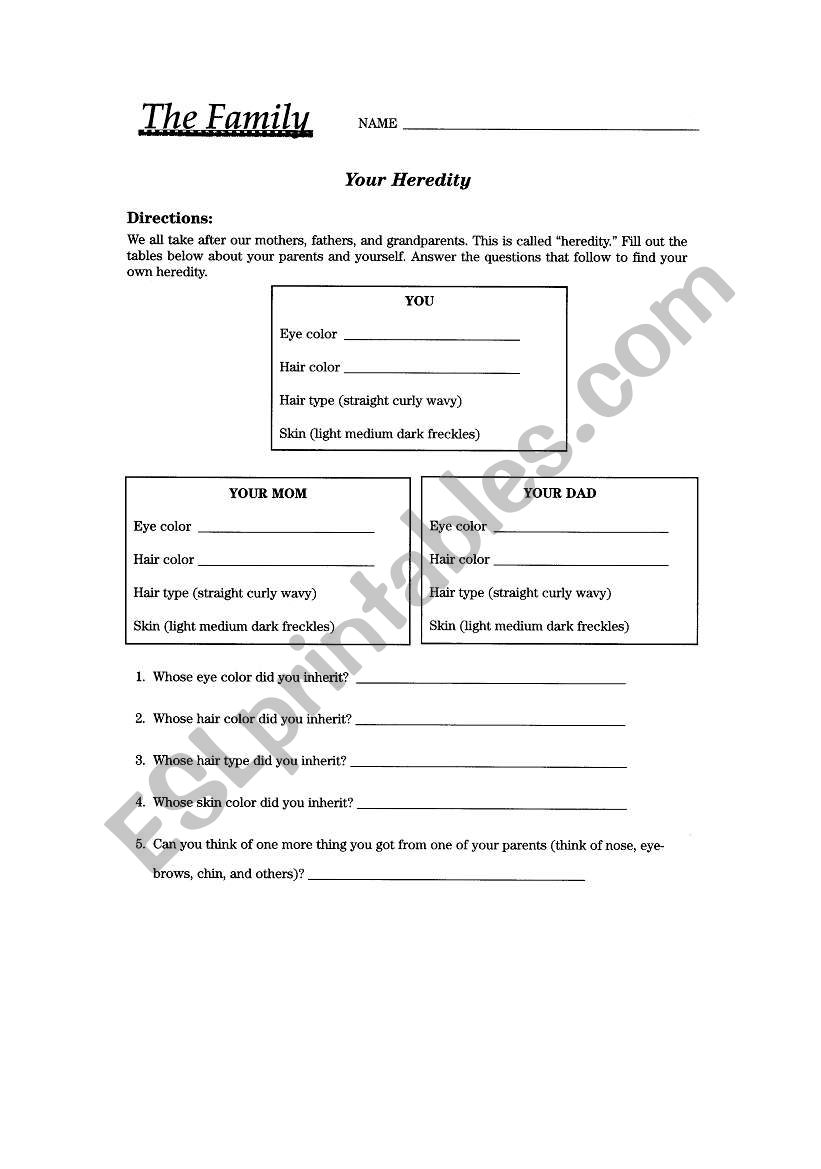 The family worksheet