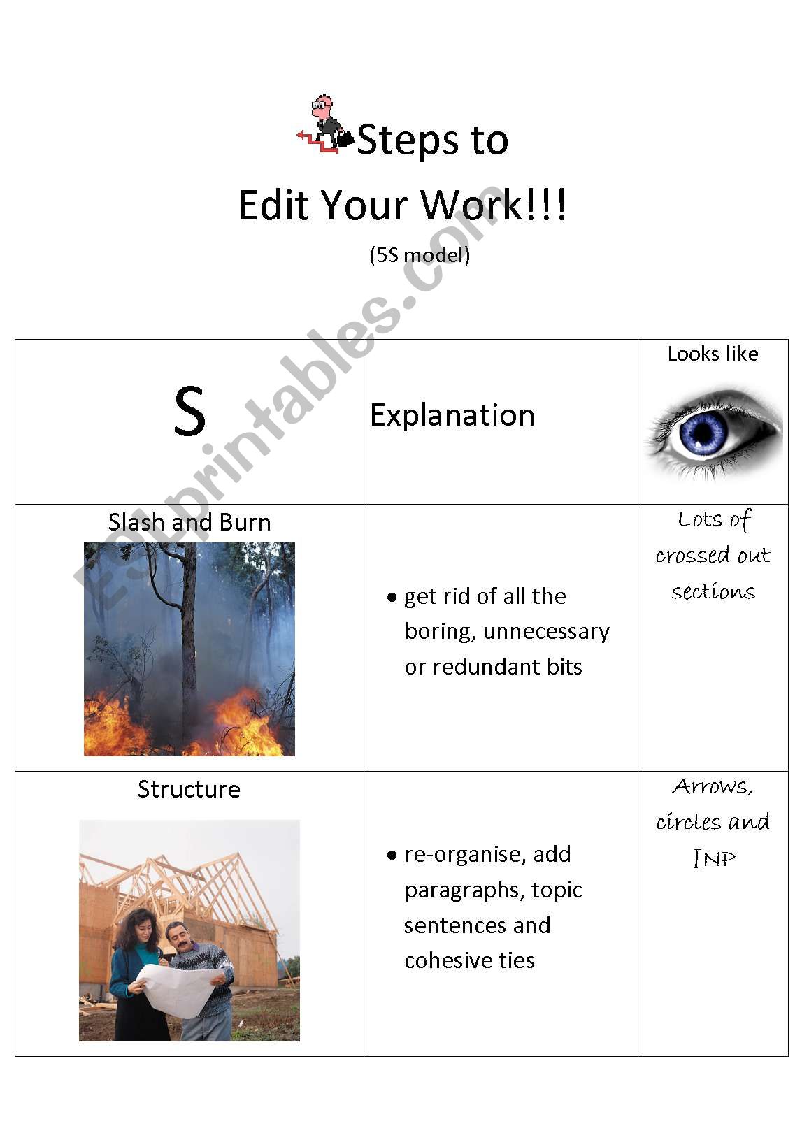 5S Editing Model Poster worksheet