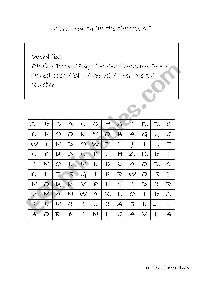 Classroom Crossword worksheet