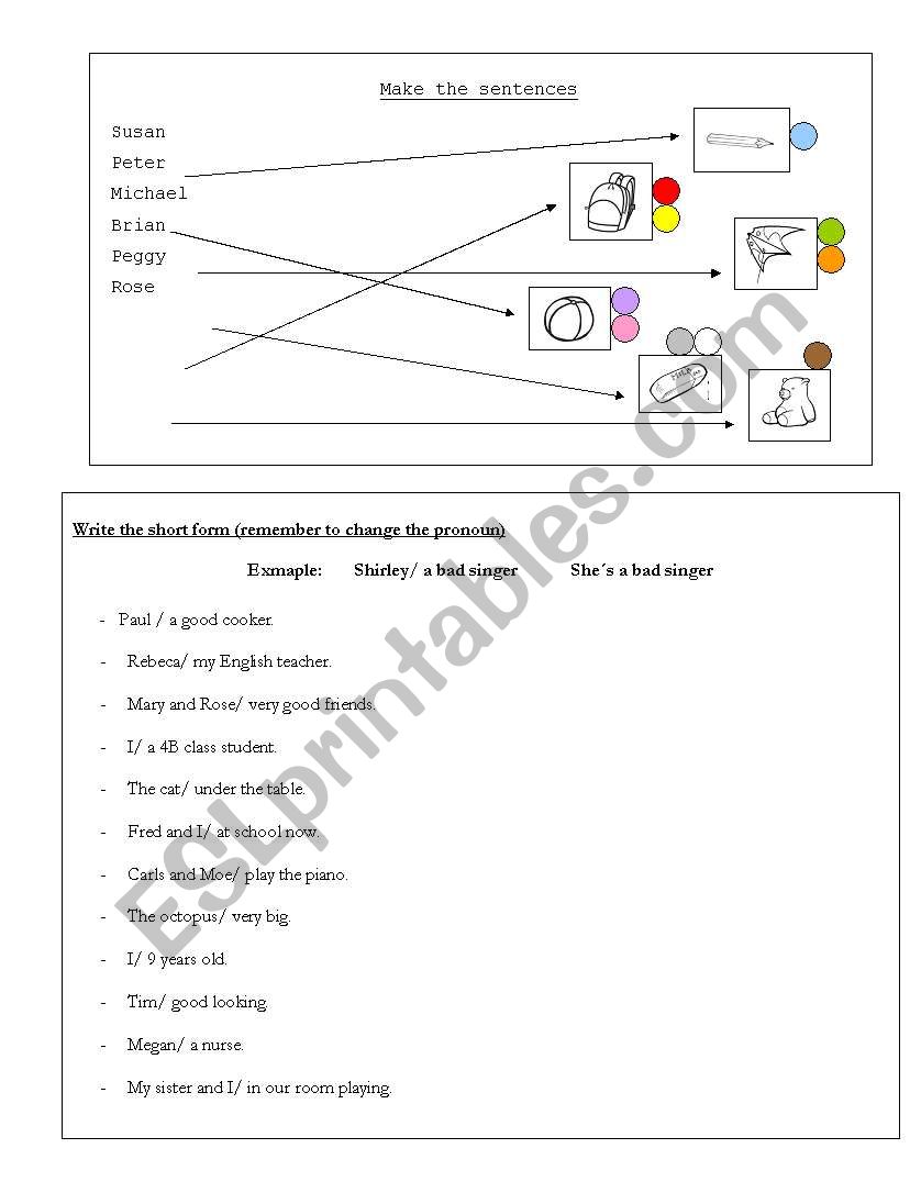 Nouns and colors worksheet
