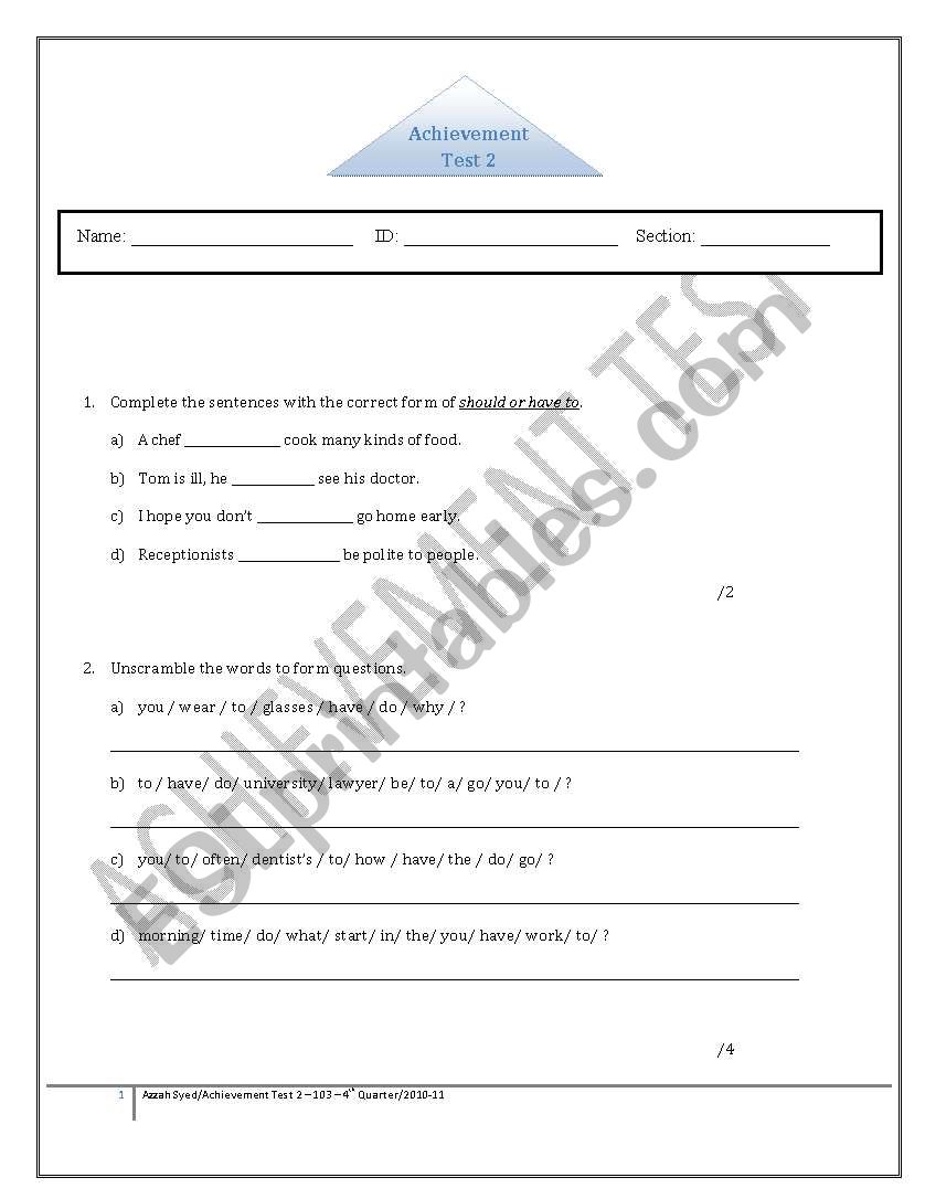 Practice Test worksheet