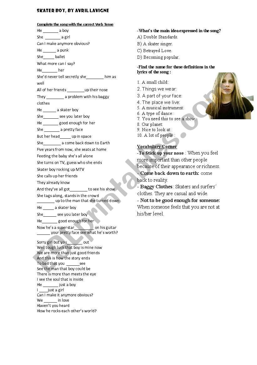 Skater Boy worksheet