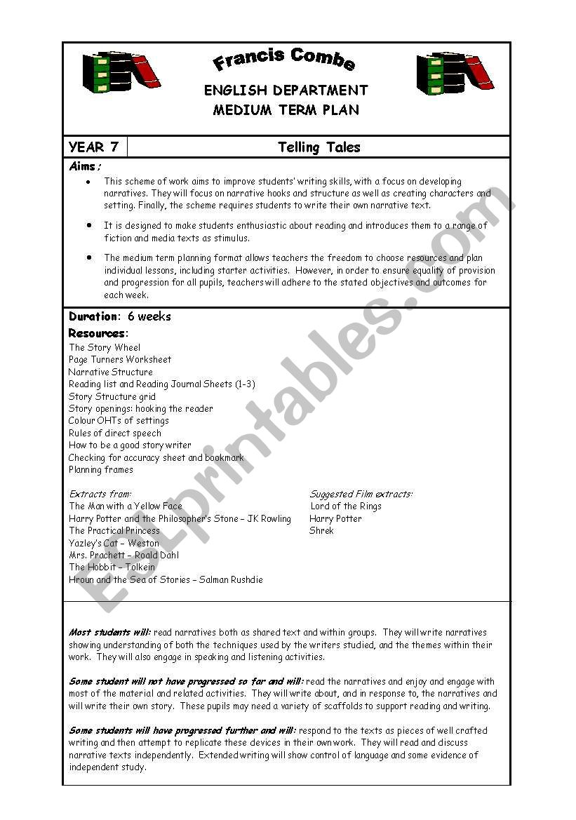 Narrative SOW worksheet