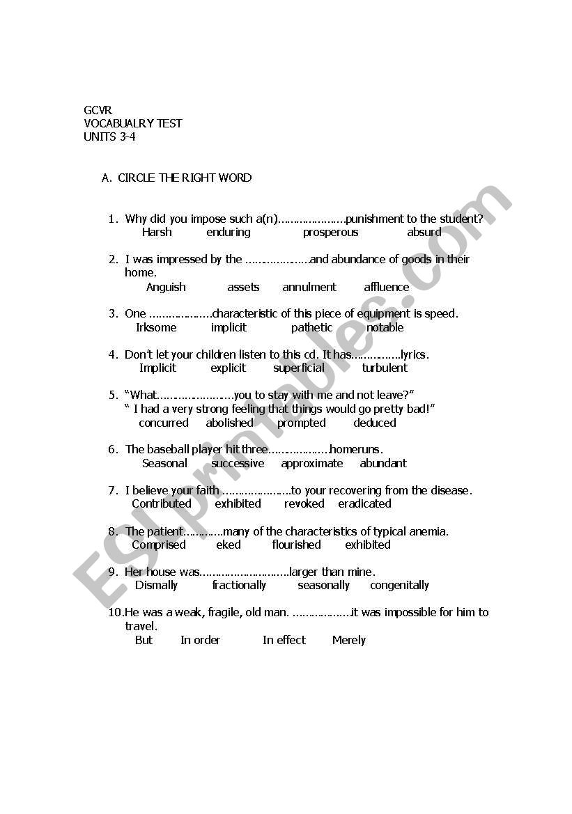 ECPE VOCABULARY worksheet