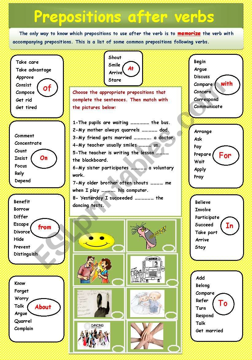 Prepositions After Verbs Exercises