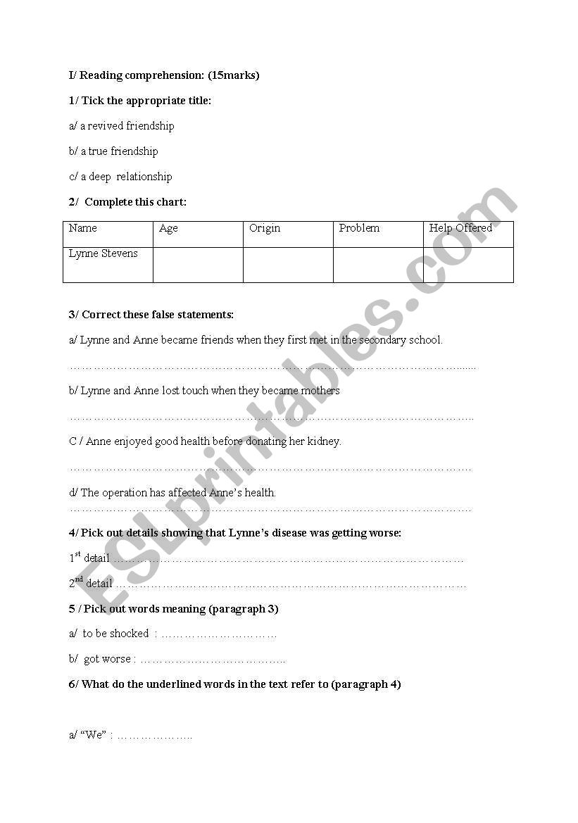 English Test worksheet