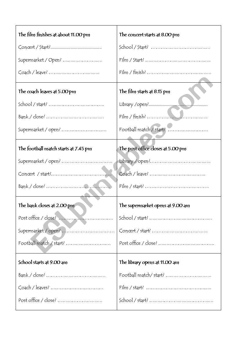 Asking the time worksheet