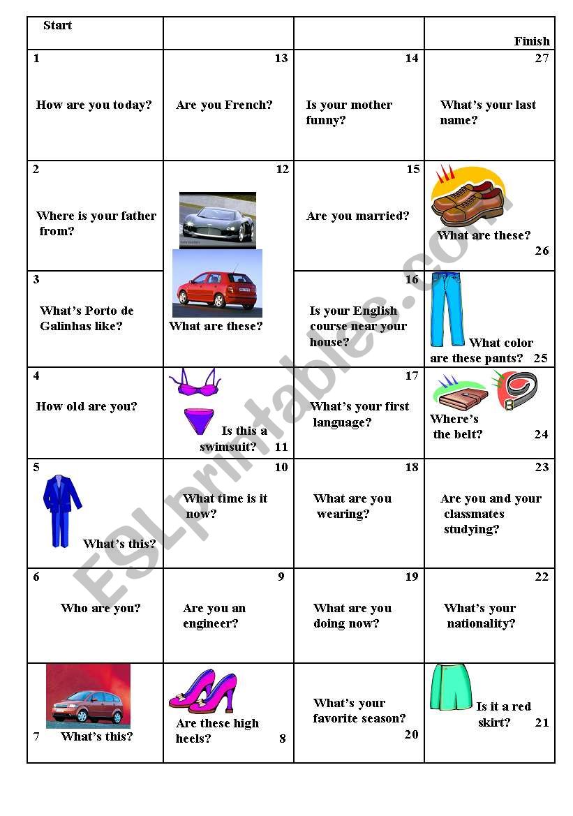 How Often Do You Board Game - ESL worksheet by Suzanneb