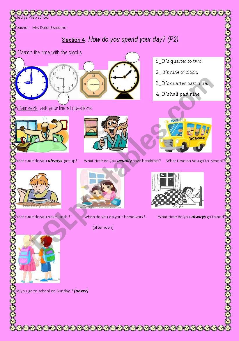  how Do You Spend Your Day ESL Worksheet By Dadou