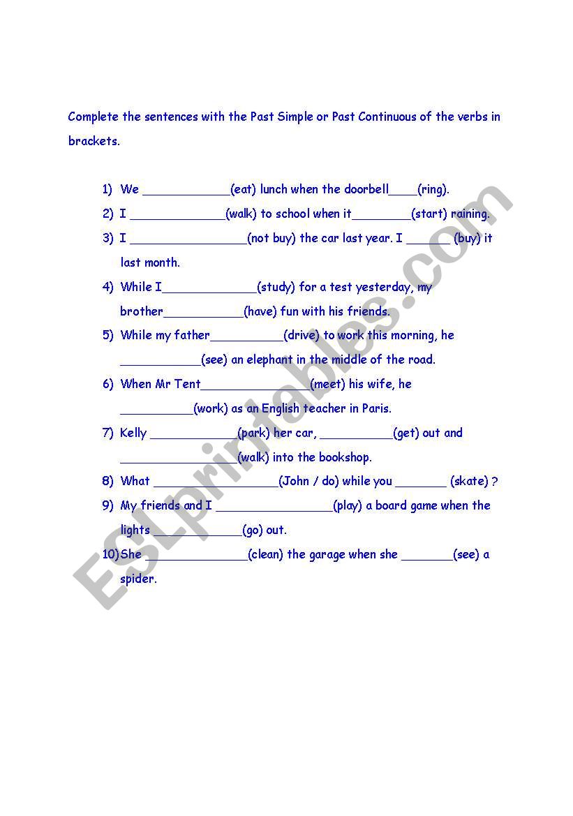 Exercises worksheet