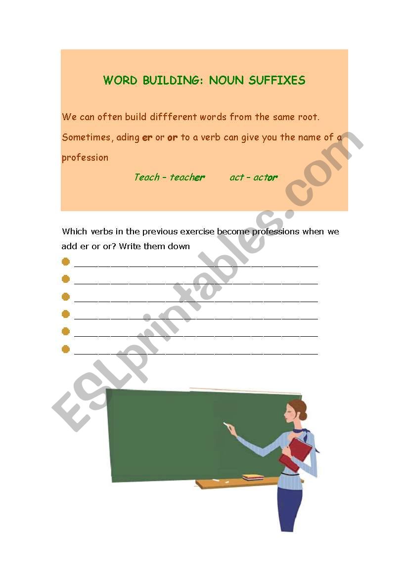 Noun suffixes worksheet