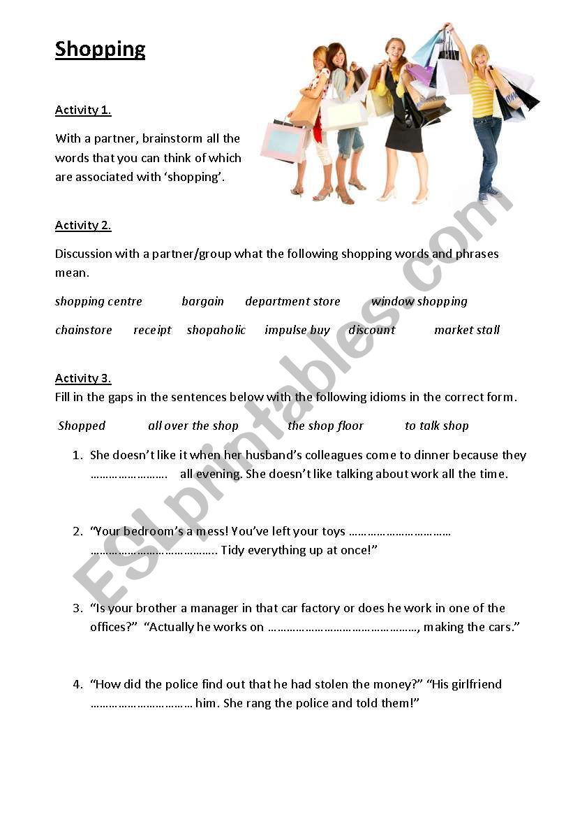 shopping esl worksheet by jules6710