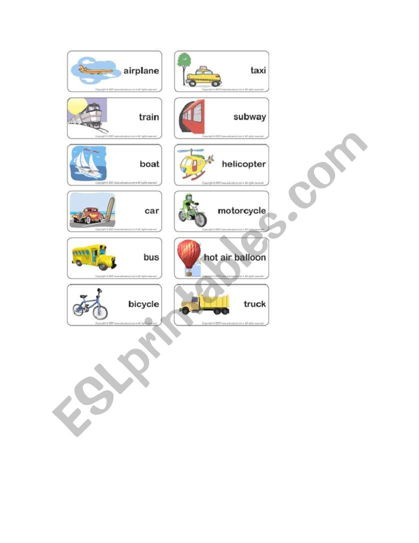 transports worksheet