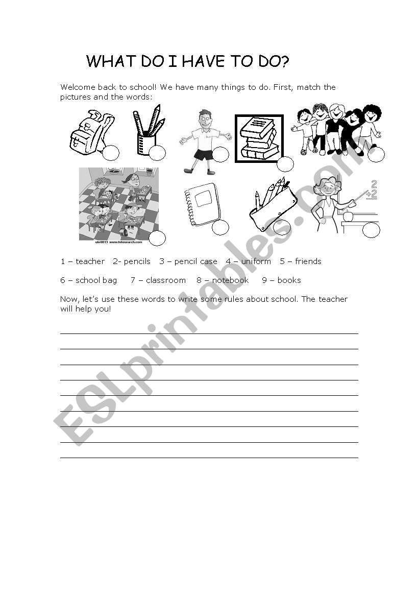 Classroom rules worksheet