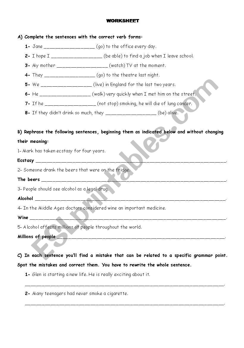 Revision work 9th Grade worksheet