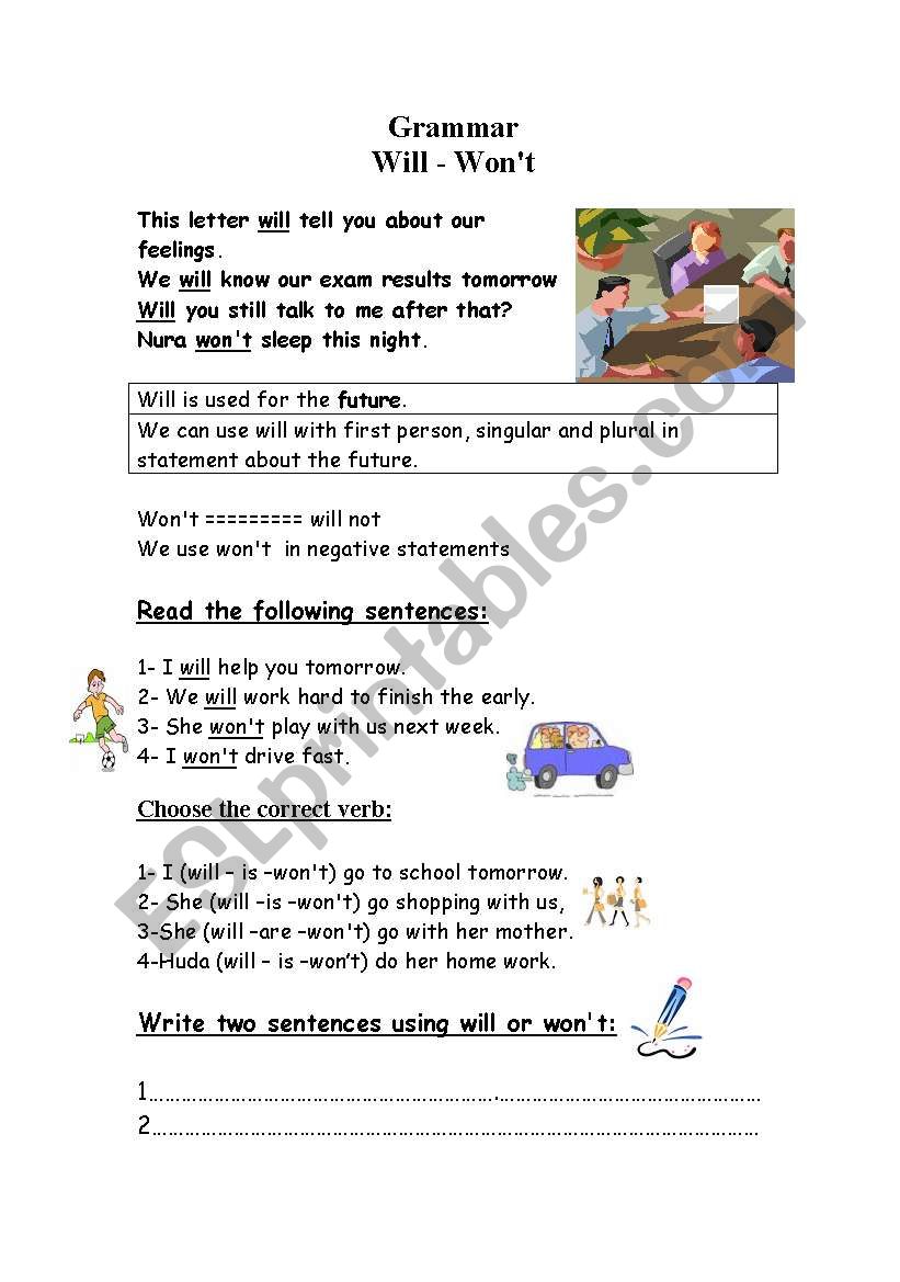 will-won-t-esl-worksheet-by-sara2008