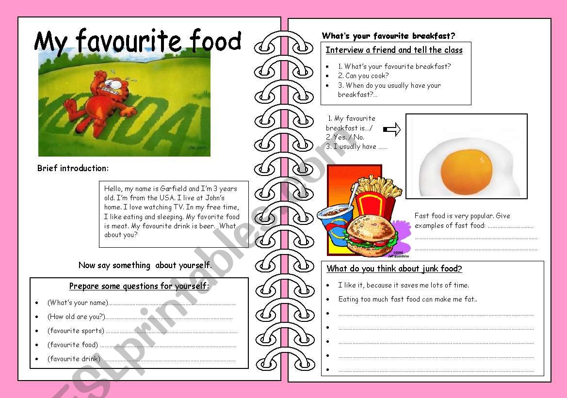 My Favourite Food ESL Worksheet By Karida