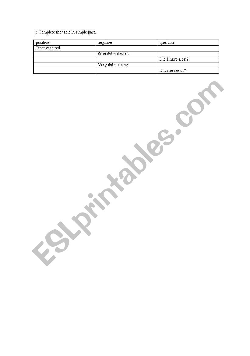 past simple worksheet