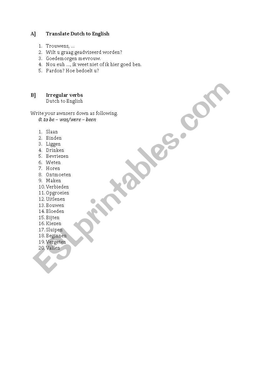 A test worksheet