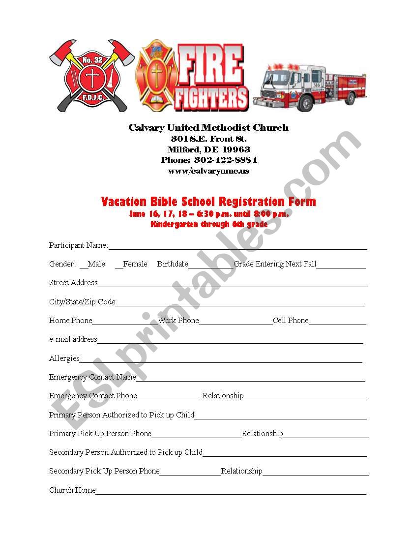 bible schol sign up worksheet