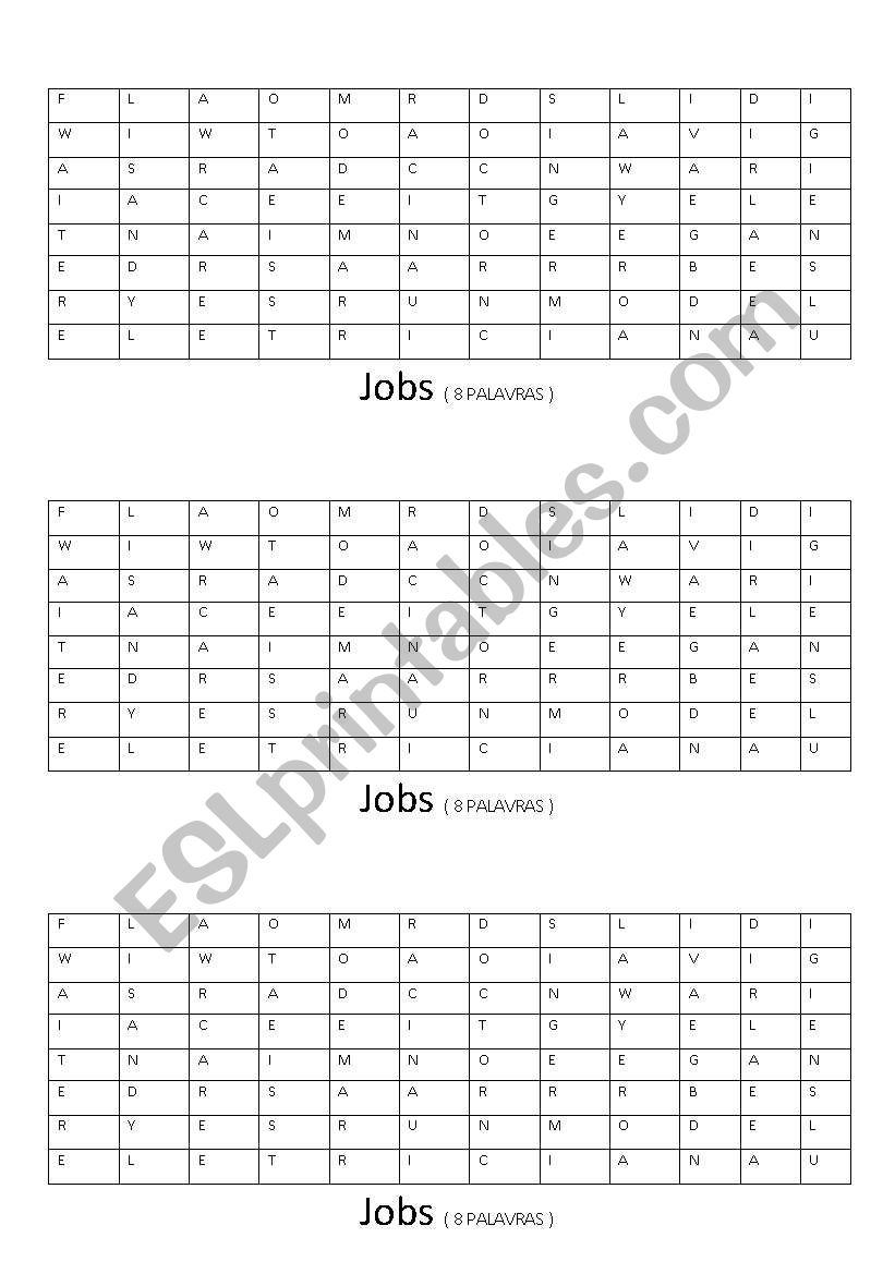 find  the words about jobs  worksheet