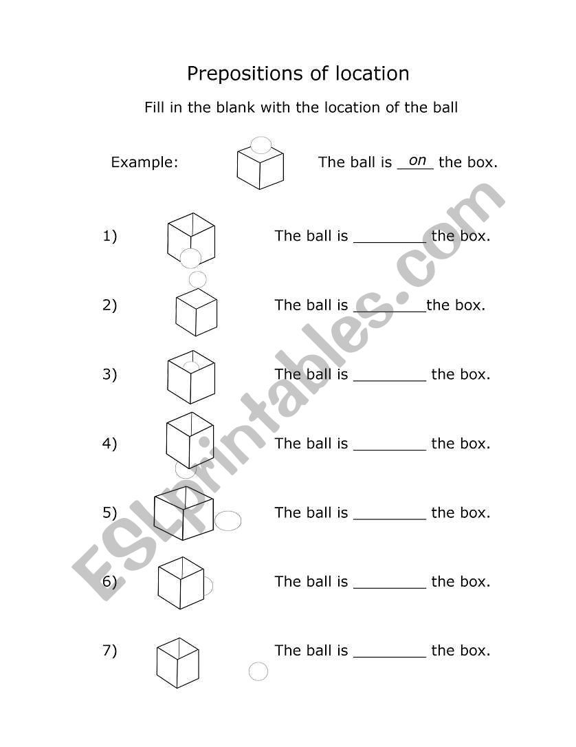 Prepositions of location - ESL worksheet by kallbrier