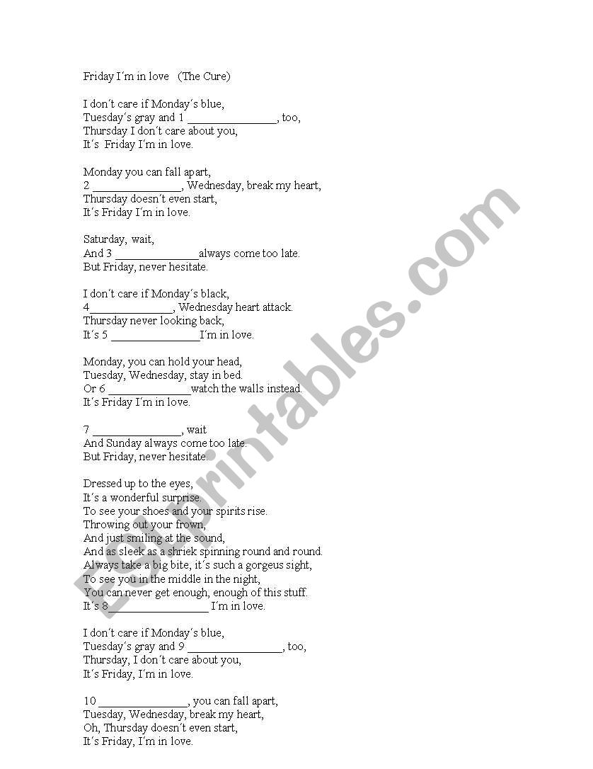 english-worksheets-friday-i-m-in-love