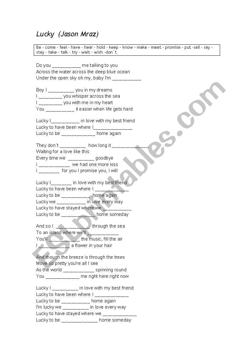  MUSIC LUCKY worksheet