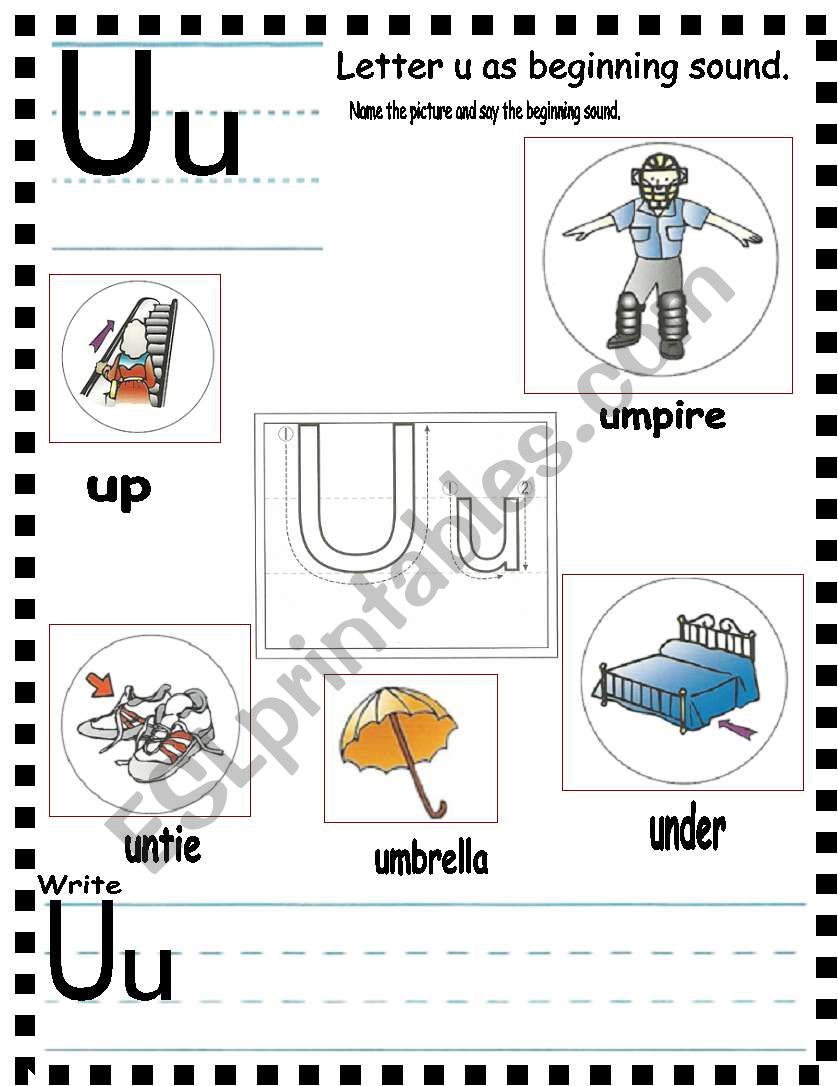 ABC Letter Uu As Beginning Sound And Sentences ESL Worksheet By AnnyJ