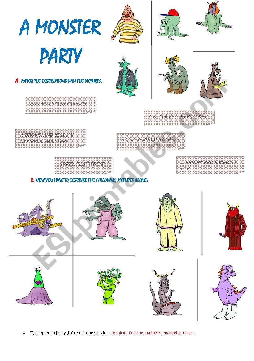 monster party worksheet