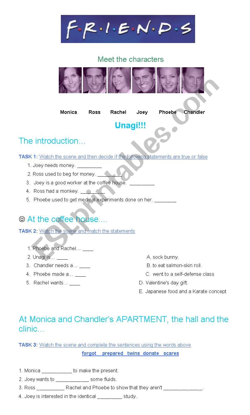 Friends - Unagi - Season 6 worksheet