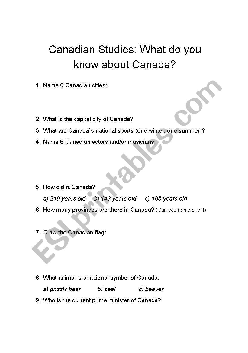 Canadian Studies: What do you know about Canada?