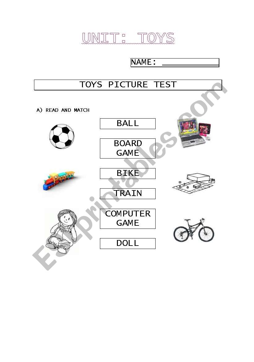 Toys worksheet