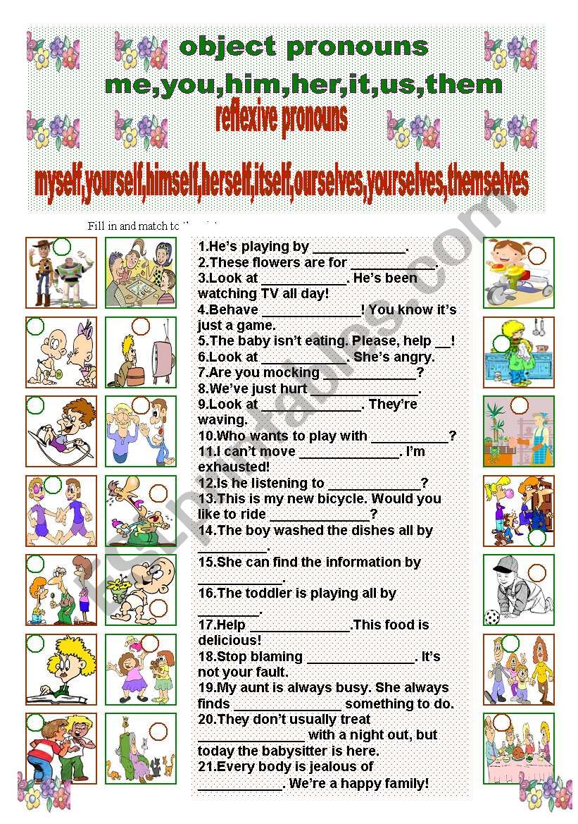 object and reflexive pronouns worksheet