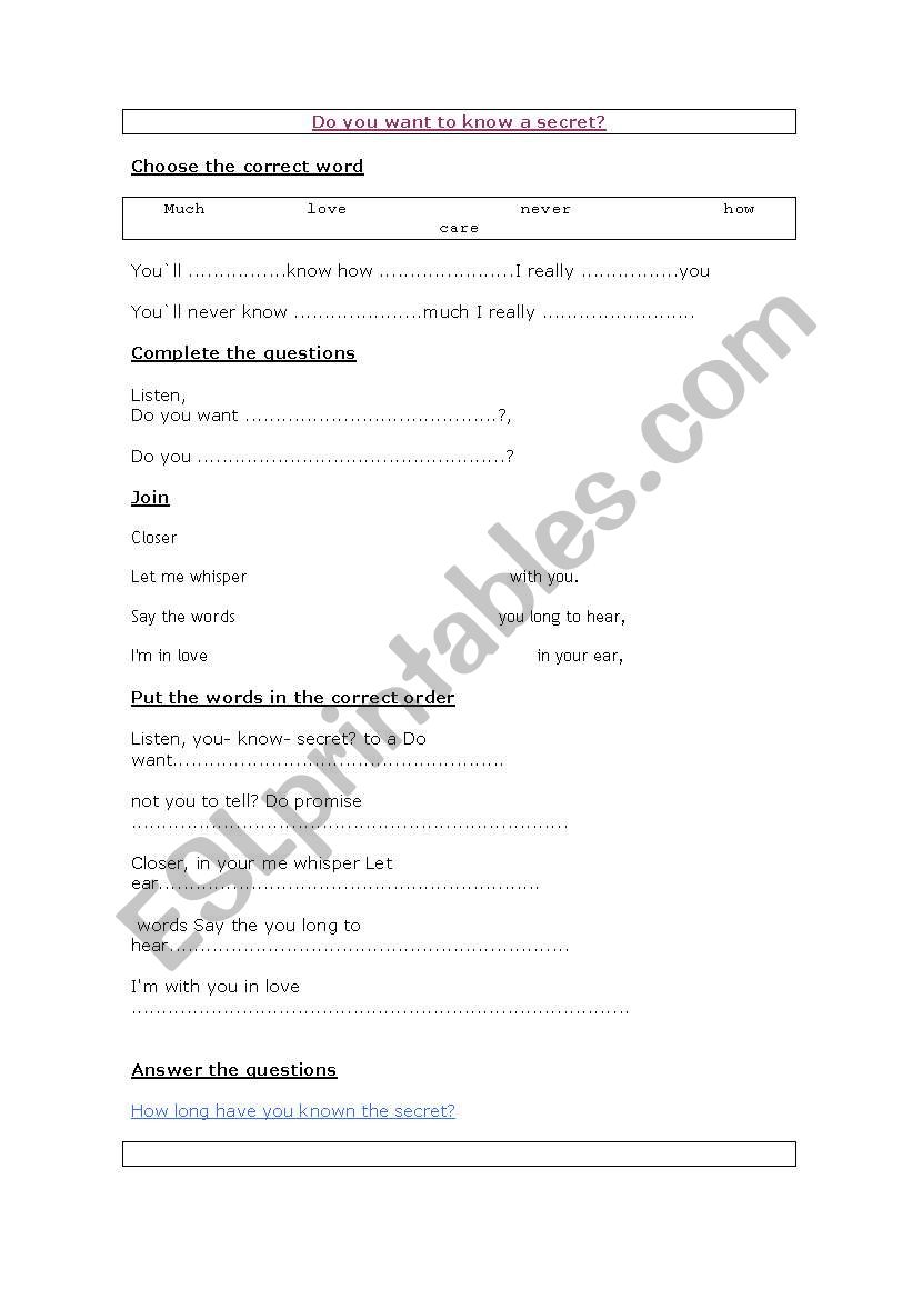 Song The Beatles worksheet