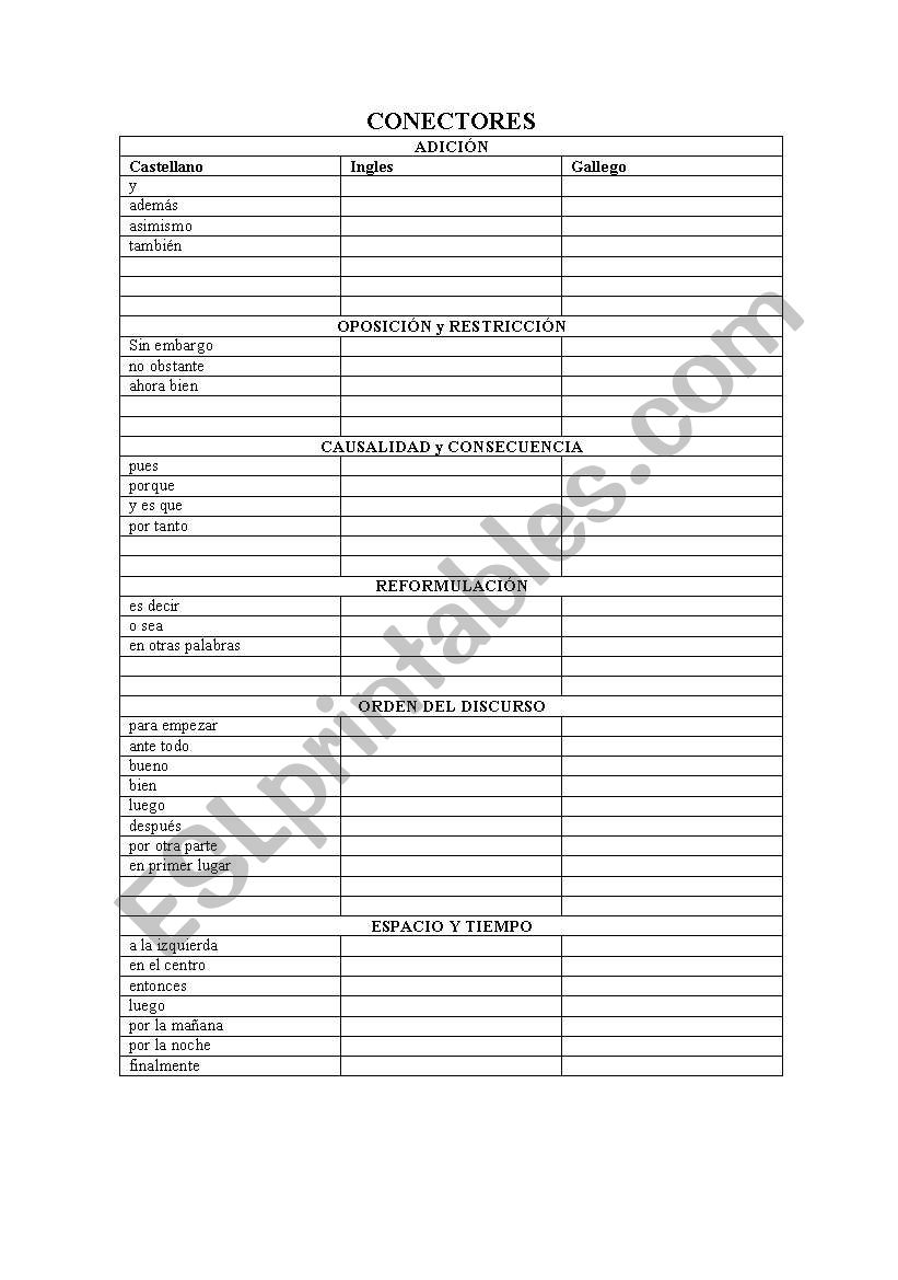 conectores ejercicios worksheet