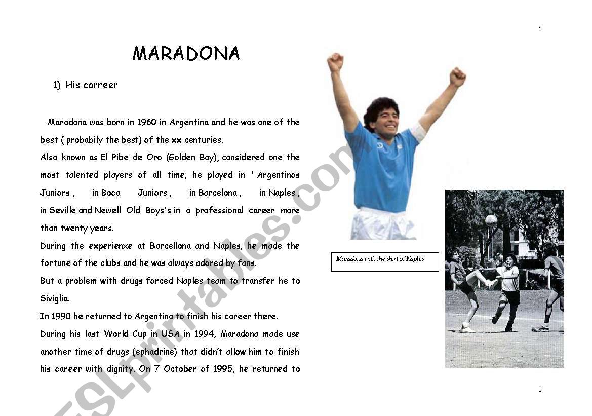 Maradona worksheet