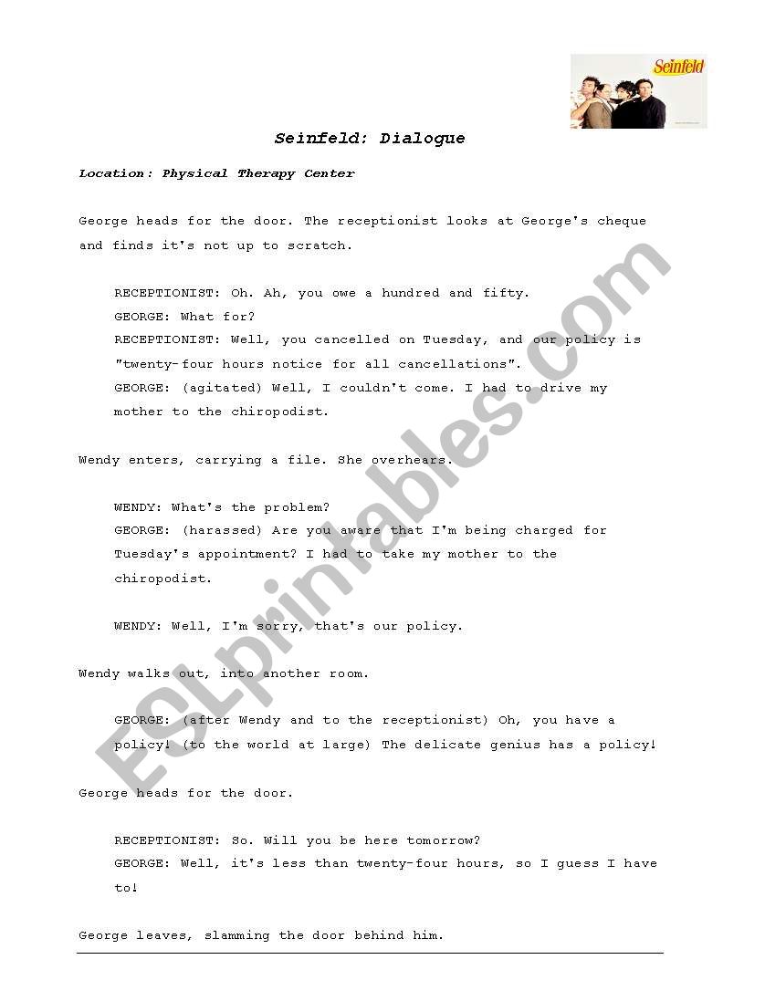 Seinfeld: The Kiss Hello worksheet