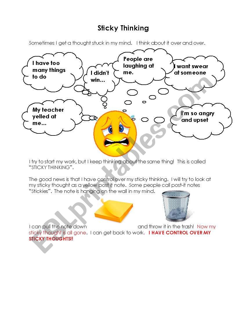 Sticky Thoughts worksheet