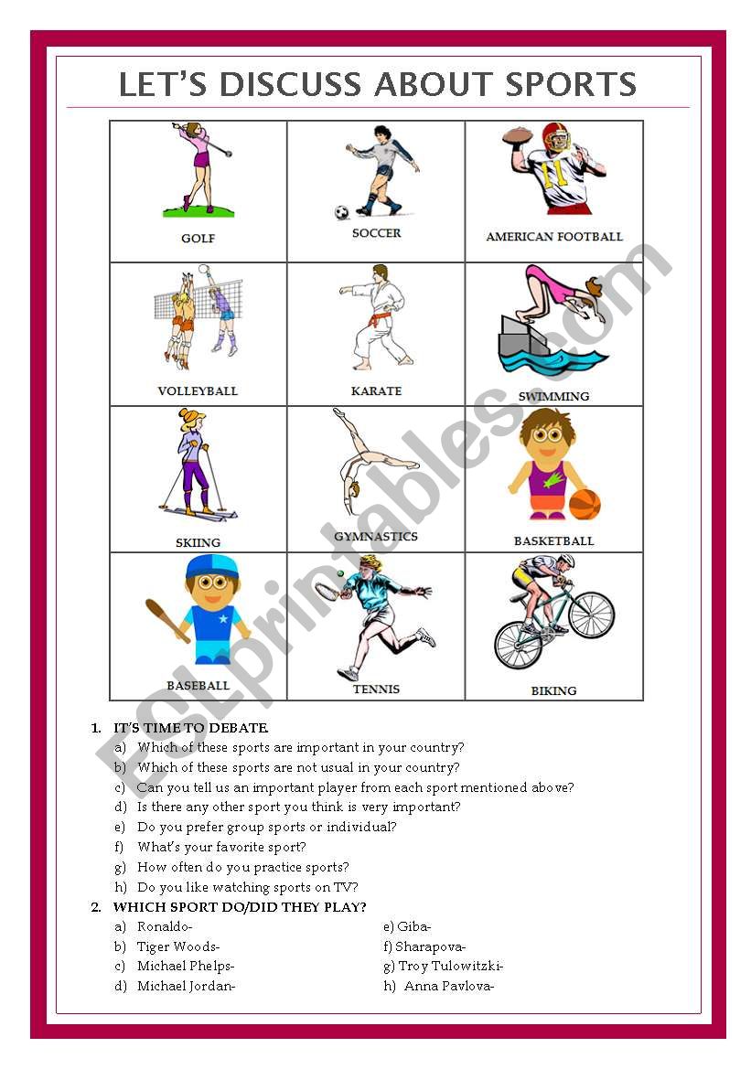 Lets discuss about sports worksheet