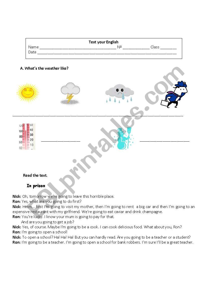 Test your English worksheet