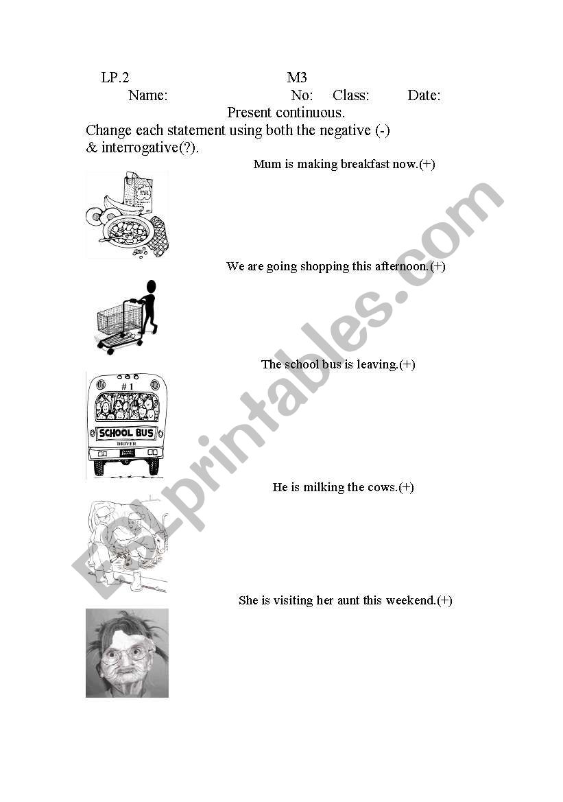 present continuous worksheet worksheet