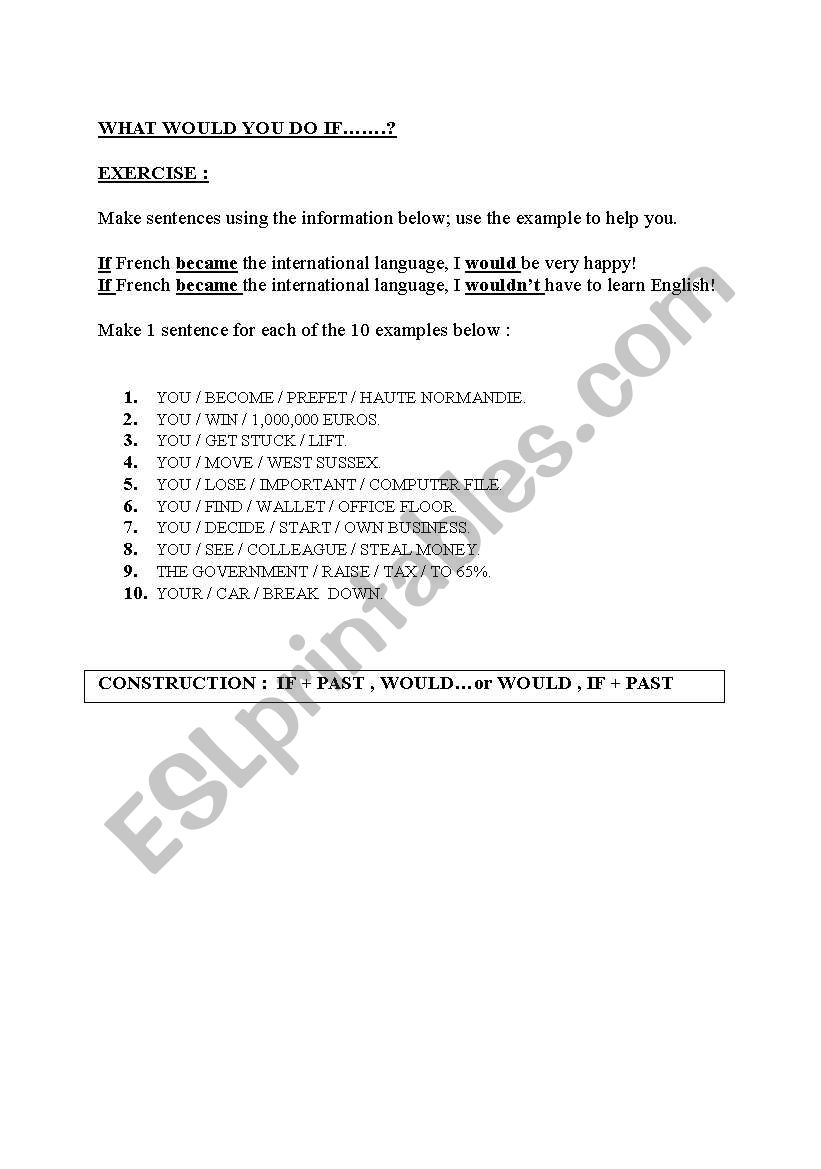 conditional first worksheet