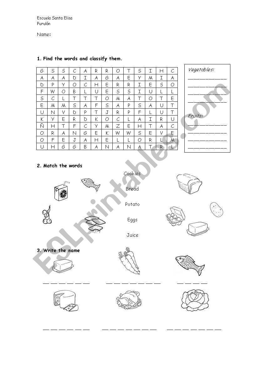 Food worksheet