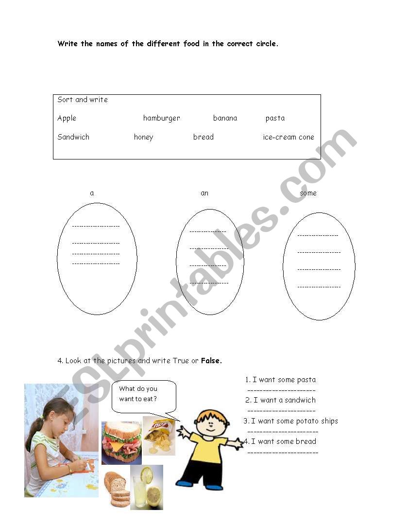 use of a, an and some worksheet