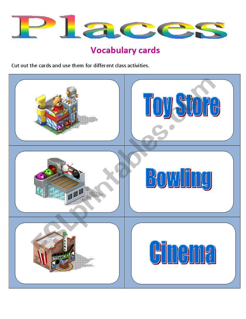 Places- Vocabulary Cards worksheet