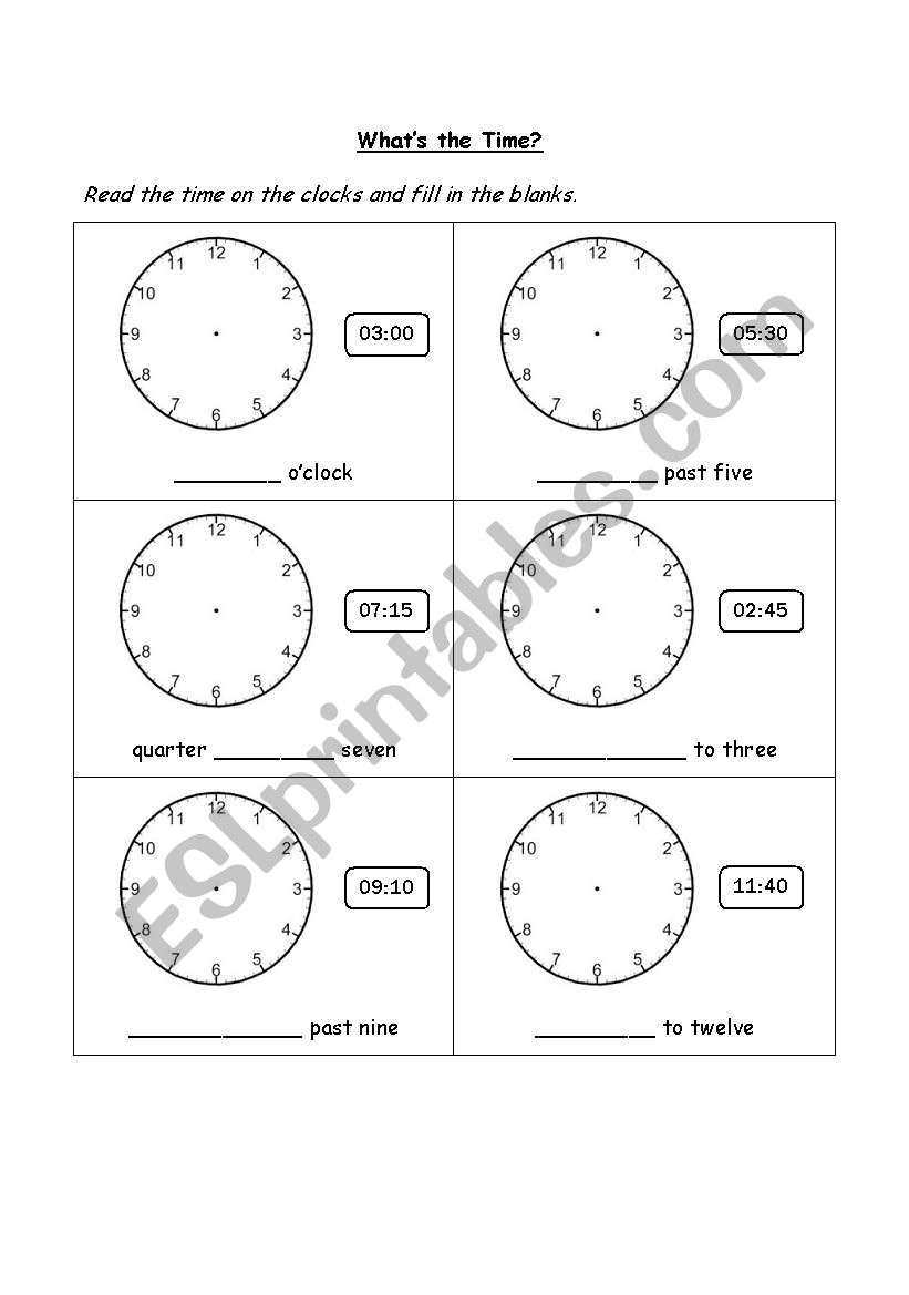 TIME worksheet